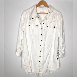 We The Free Ivory Off White Corduroy Long Shirt Jacket Size XS